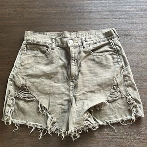 American Eagle Green Highest Rise Mom Shorts Distressed Size 10